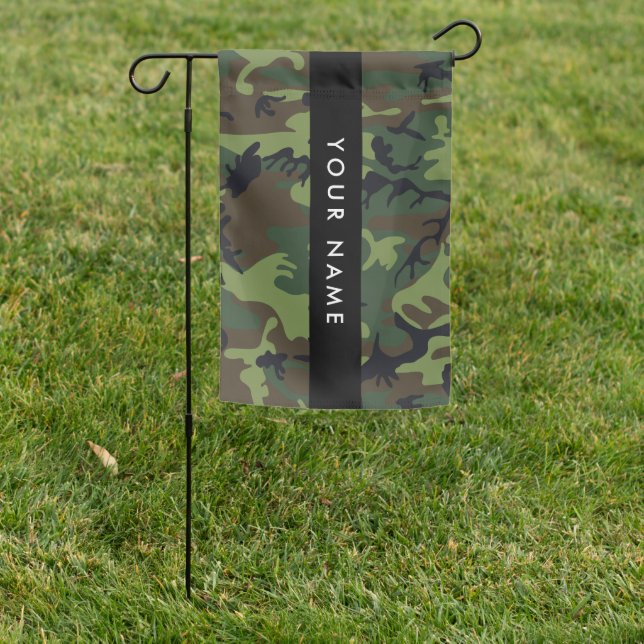 Green Camouflage Pattern, Your name, Personalize Garden Flag (In SItu)