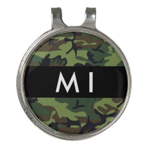 Green Camouflage Pattern, Your name, Personalize Golf Hat Clip