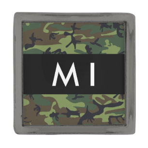 Green Camouflage Pattern, Your name, Personalize Gunmetal Finish Lapel Pin