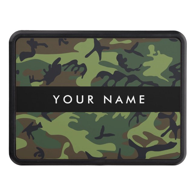 Green Camouflage Pattern, Your name, Personalize Hitch Cover (Front)