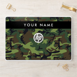 Green Camouflage Pattern, Your name, Personalize HP Laptop Skin