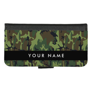 Green Camouflage Pattern, Your name, Personalize iPhone 8/7 Wallet Case
