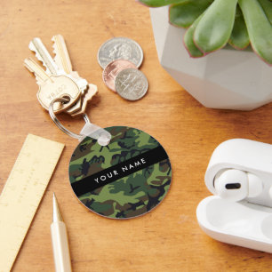 Green Camouflage Pattern, Your name, Personalize Keychain