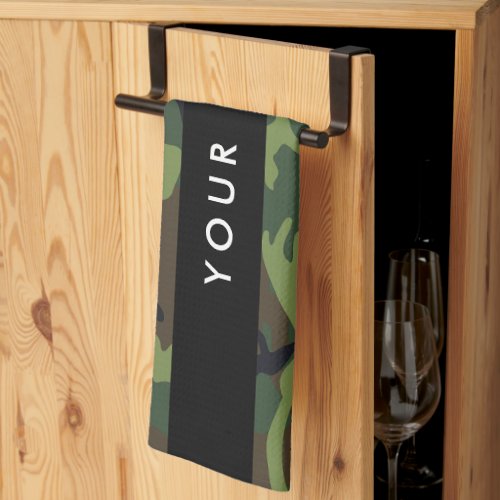 Green Camouflage Pattern Your name Personalize Kitchen Towel