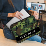 Green Camouflage Pattern, Your name, Personalize Laptop Sleeve<br><div class="desc">Elegant,  stylish and sophisticated camouflage pattern in green and brown color. Modern and trendy gift,  perfect for the military lover in your life. Personalize by adding your name,  nickname,  monogram or initials.</div>