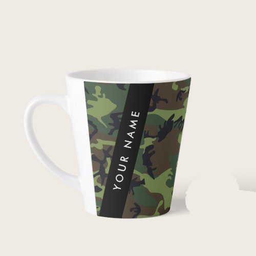 Green Camouflage Pattern, Your name, Personalize Latte Mug