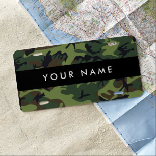 Green Camouflage Pattern, Your name, Personalize License Plate