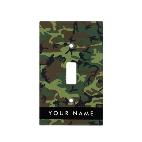 Green Camouflage Pattern Your name Personalize Light Switch Cover