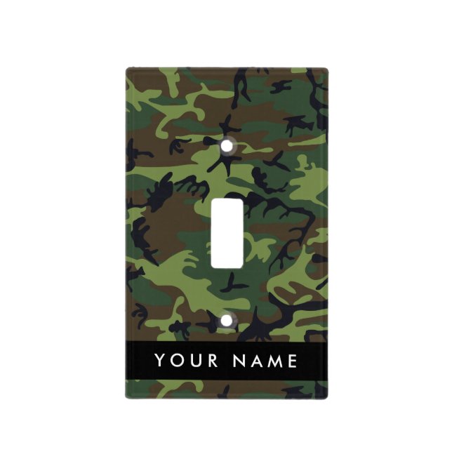Green Camouflage Pattern, Your name, Personalize Light Switch Cover (Front)