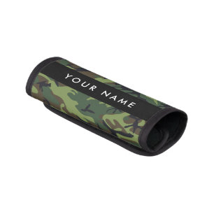 Green Camouflage Pattern, Your name, Personalize Luggage Handle Wrap
