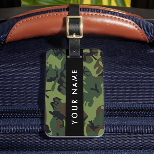 Green Camouflage Pattern Your name Personalize Luggage Tag
