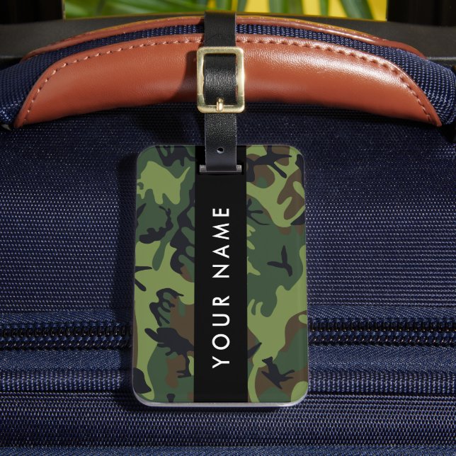 Green Camouflage Pattern, Your name, Personalize Luggage Tag (Front Insitu 2)