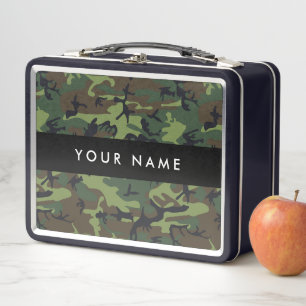 Green Camouflage Pattern, Your name, Personalize Metal Lunch Box