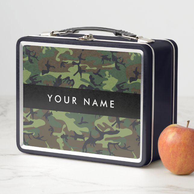 Green Camouflage Pattern, Your name, Personalize Metal Lunch Box (In Situ)