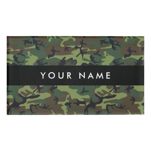 Green Camouflage Pattern Your name Personalize Name Tag