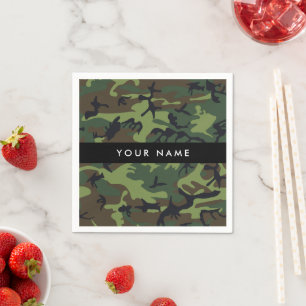 Green Camouflage Pattern, Your name, Personalize Napkins