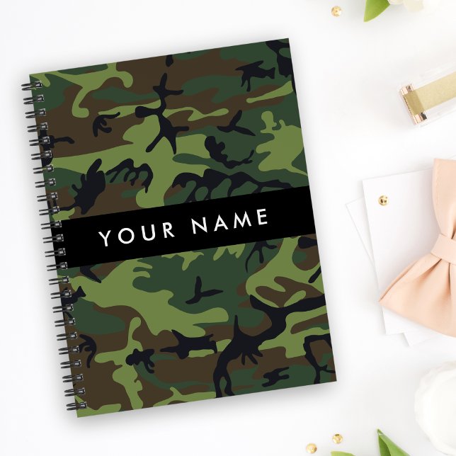 Green Camouflage Pattern, Your name, Personalize Notebook (Creator Uploaded)