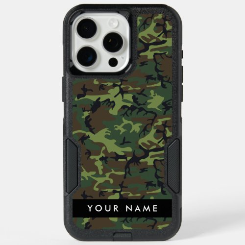 Green Camouflage Pattern Your name Personalize iPhone 15 Pro Max Case