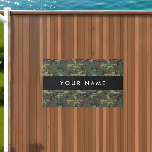 Green Camouflage Pattern Your name Personalize Outdoor Rug