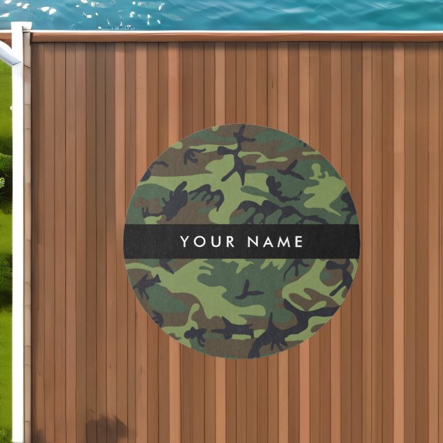 Green Camouflage Pattern, Your name, Personalize Outdoor Rug (Insitu (Outdoor 1))