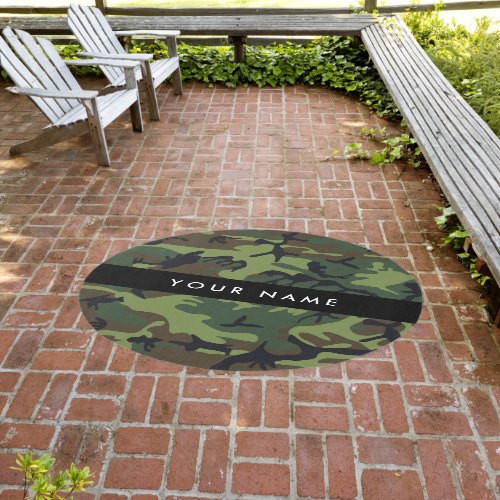 Green Camouflage Pattern Your name Personalize Outdoor Rug