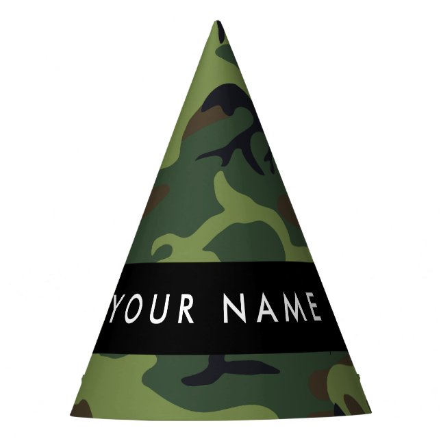 Green Camouflage Pattern, Your name, Personalize Party Hat (Front)