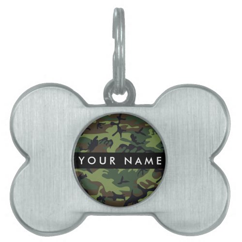 Green Camouflage Pattern Your name Personalize Pet ID Tag