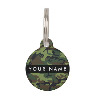 Green Camouflage Pattern, Your name, Personalize Pet ID Tag