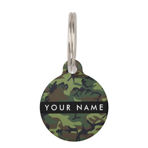 Green Camouflage Pattern Your name Personalize Pet ID Tag