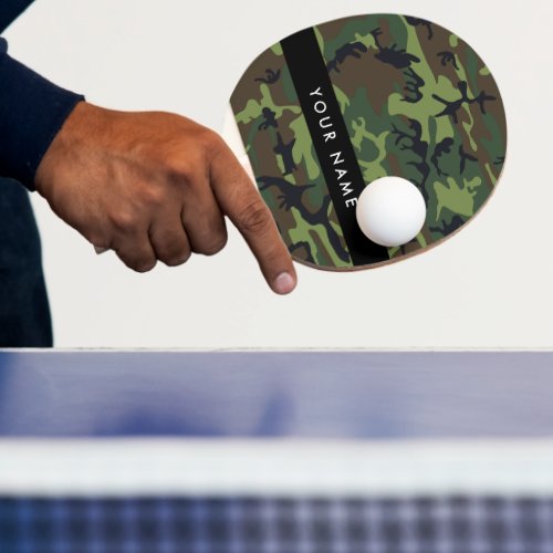 Green Camouflage Pattern Your name Personalize Ping Pong Paddle