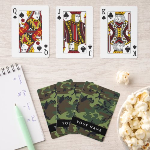 Green Camouflage Pattern Your name Personalize Pinochle Cards