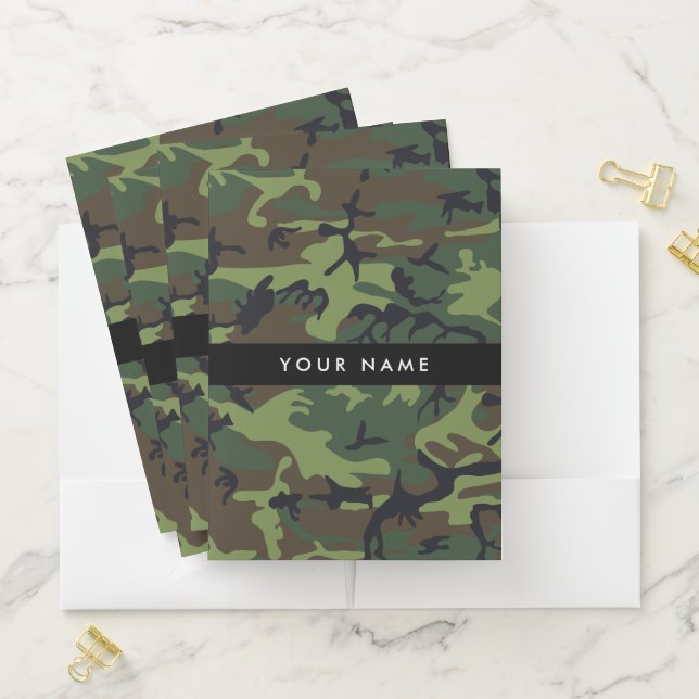 Green Camouflage Pattern, Your name, Personalize Pocket Folder (In Situ)
