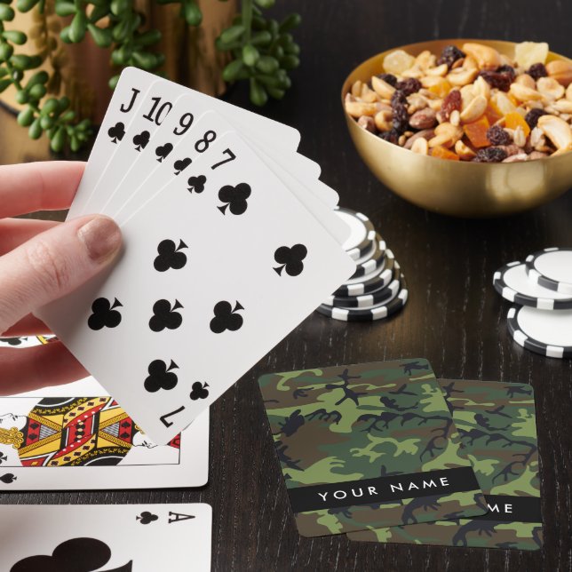 Green Camouflage Pattern, Your name, Personalize Poker Cards (In Situ)
