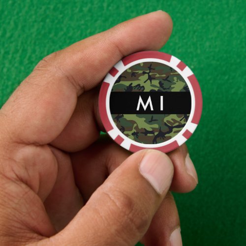 Green Camouflage Pattern Your name Personalize Poker Chips