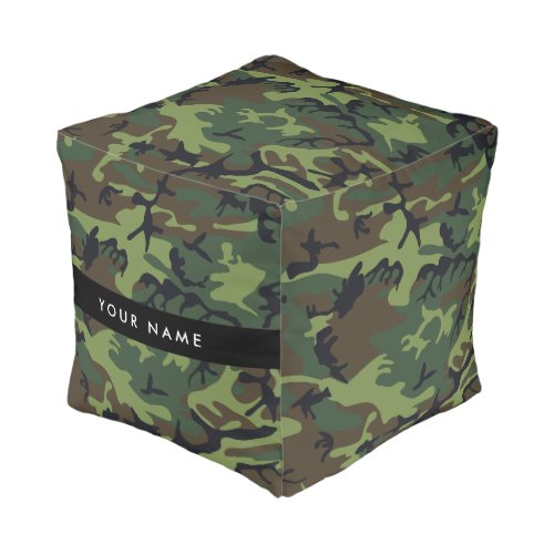 Green Camouflage Pattern Your name Personalize Pouf