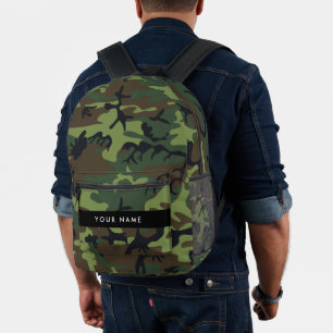 Green Camouflage Pattern, Your name, Personalize Printed Backpack
