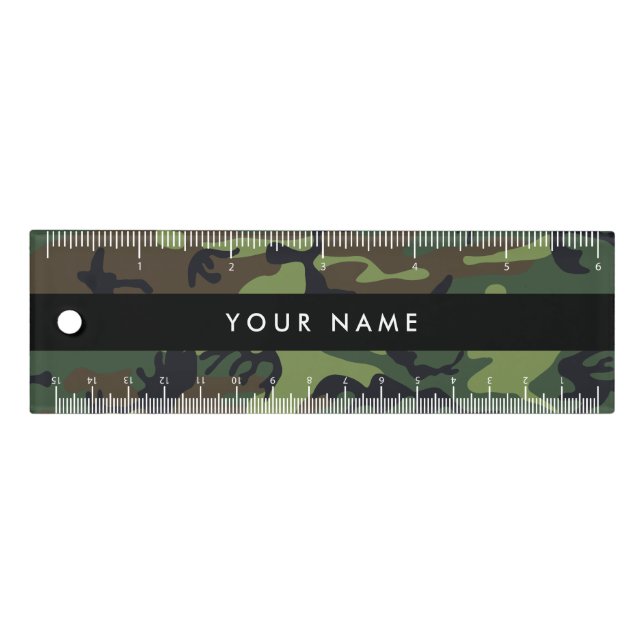 Green Camouflage Pattern, Your name, Personalize Ruler (Front)