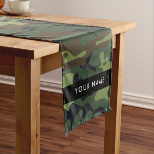 Green Camouflage Pattern, Your name, Personalize Short Table Runner