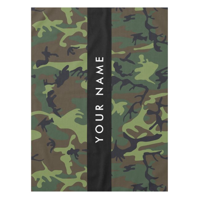 Green Camouflage Pattern, Your name, Personalize Tablecloth (Front)