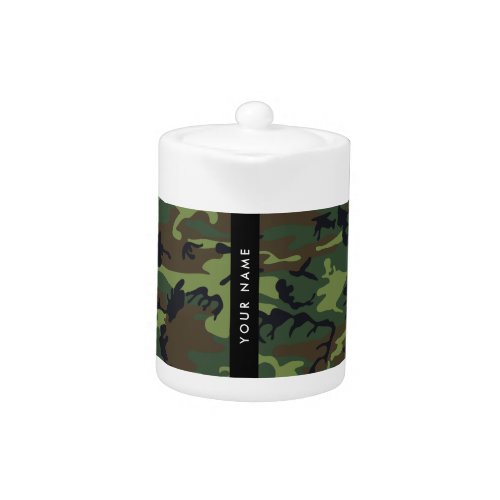 Green Camouflage Pattern Your name Personalize Teapot