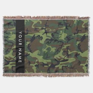 Green Camouflage Pattern, Your name, Personalize Throw Blanket