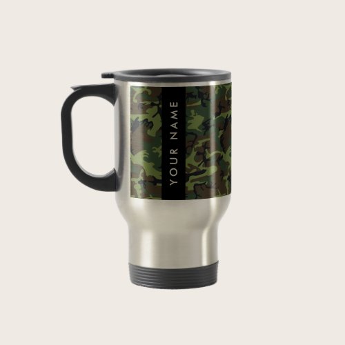 Green Camouflage Pattern, Your name, Personalize Travel Mug