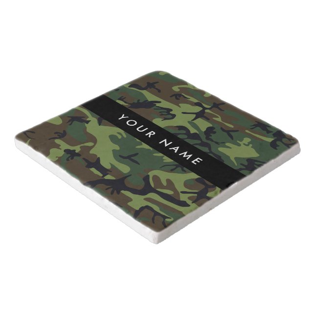 Green Camouflage Pattern, Your name, Personalize Trivet (Corner)