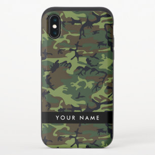 Green Camouflage Pattern, Your name, Personalize iPhone XS Slider Case