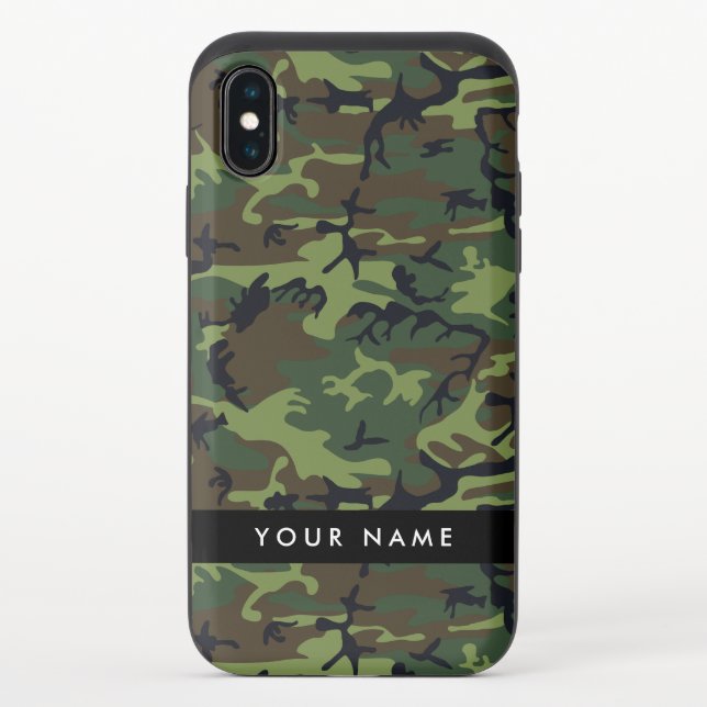 Green Camouflage Pattern, Your name, Personalize Uncommon iPhone Case (Back)