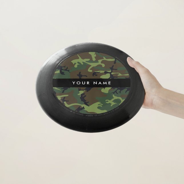 Green Camouflage Pattern, Your name, Personalize Wham-O Frisbee (In Hand)