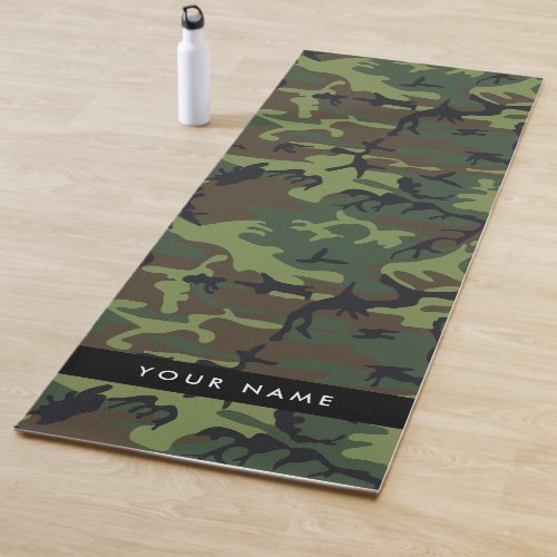 Green Camouflage Pattern Your name Personalize Yoga Mat