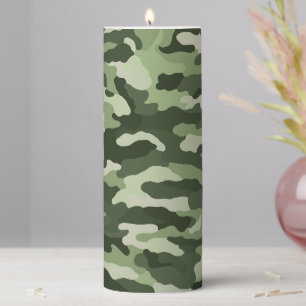 Green Camouflage Pillar Candle