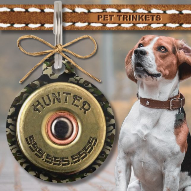 Green Camouflage Shotgun Shell Hunting Pet ID Tag (Creator Uploaded)