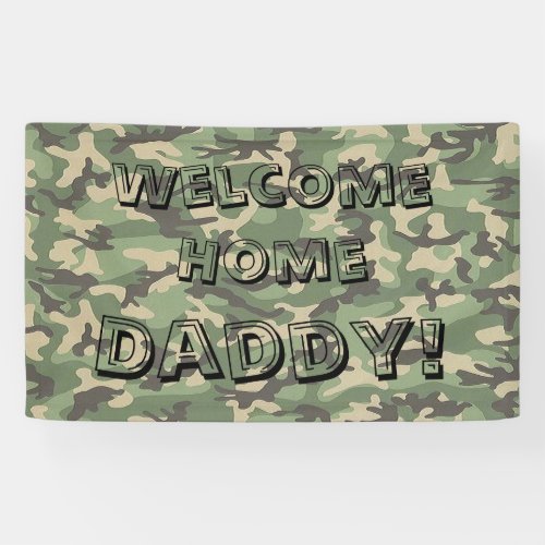 Green Camouflage Welcome Home Banner Personalized